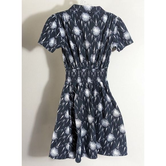Size Small Nooworks Fireworks Black And White Burst Print Dress Retired Rare - Picture 4 of 14